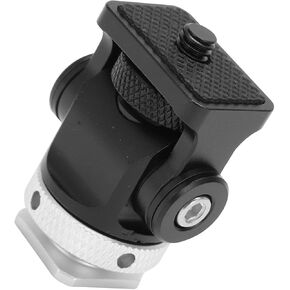 Mini Aluminum Alloy Head Tripod Cold Shoe Adapter 1/4 Inch Screw for SLR Camera (Silver Gray)