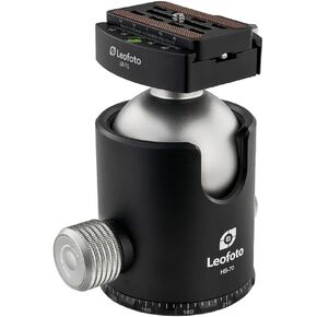 Leofoto 70mm Heavy-Duty Ball Head with LR-70 Lever-Release Clamp, 88 lbs Load Capacity, Aluminum, 70mm Ball, 81mm Base (HB-70LR)