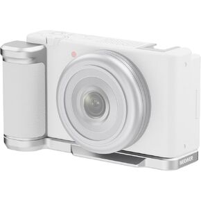 NEEWER ZV-1F ZV-1 II L Plate Compatible with Sony, Metal L Bracket with White Leather Grip, 1/4" Threads, Arca Base for Vertical Mounting, Compatible with SmallRig NEEWER Accessories, CA030W Silver