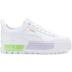 Puma Womens Mayze Mis Platform Lace Up Sneakers Shoes Casual - Green, Purple, White