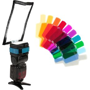 Rogue FlashBender 2 Bounce Card Reflector + 10 Color Flash Gels for Flash Photography