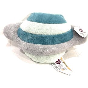 Planet Theme Toddler Pillow, Plush Soft Round, Grey and Teal Stripes