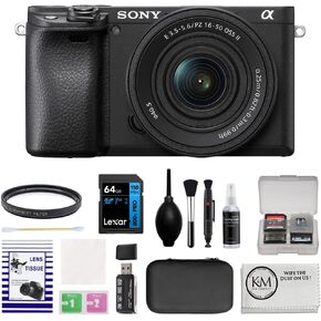 Sony Alpha a6400 Mirrorless Digital Camera with 16-50mm f/3.5-5.6 OSS II Lens Bundle with UV Filter + Memory Card + Memory Card Reader + Card Case + Cleaning Kit + Cleaning Cloth (7 Items)
