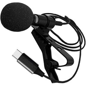 Mini Lavalier Microphone for Smartphones Type Recording Mic with Noise Reduction Design for Vlogs Live Broadcasts and Gaming Black