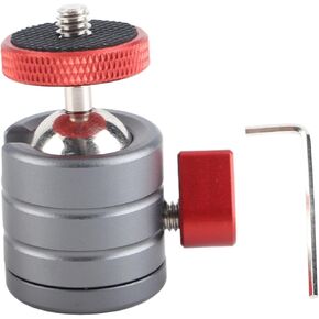 Mini Ball Head Adapter for Camera Tripod - 360° Rotation, 1/4 Screw, Universal Mount, Aluminum Alloy, Easy Vertical Switch