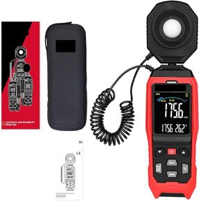 Digital Illuminance Light Meter Tester, Digital Light Meter Luxmeter Detachable Probe Illuminometer 200000 Lux/Fc Photometer Enviromental Tester for set design, factory, office or home use(632B)