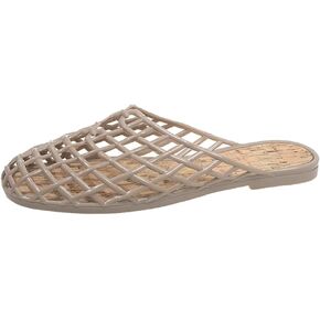 Jelly Slides Sandals for Women Flat Sandals Closed Toe Slides Slip On Round Toe Summer Beach Slippers Mules 2025