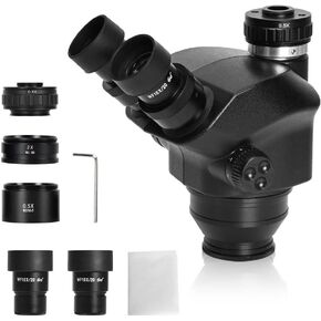 Microscope 7X-50X Simul Focal Trinocular Stereo Microscope Head 3.5X-100X WF10X/20mm Continuous Zoom for PCB Reapir Soldering Inpesction(Black Bionocular)