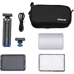 Amaran Ace 25C Travel Ready Compact LED Creator مع Mount Ace Lock Quick-Release ، وتصميم بصري ، وبطارية طويلة الأمد (الفحم)