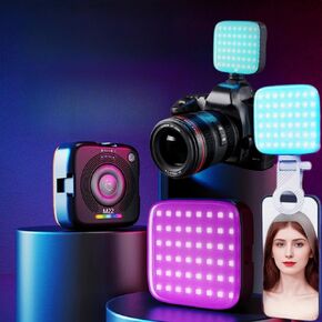 RGB LED ضوء التصوير الفوتوغرافي ، 3000-9000K STEPLESS DIPAMMENT ، 2000 مللي أمبير في الساعة بطارية قابلة للشحن ، شفط مغناطيسي ، ضوء الحفارة الصغير للاستوديو ، التدوين ، التدفق ، والتصوير الفوتوغرافي المباشر (أبيض)