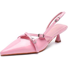 LIURUIJIA Women's Slingback Kitten Heels Pointed Toe Pumps Cross Strappy Low Heel Party Wedding Casual Dressy Shoes
