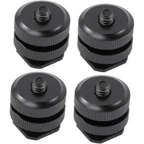 Angoily 4 Pack Aluminum Alloy Hot Shoe Adapter Tripod to Camera Mount Tripod Mount 1/4 Threaded Screw for Cameras