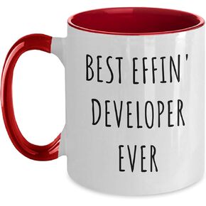 Funny Best Effin' Developer Ever Two Tone Coffee Mug for Christmas Unique Gifts from Friends to Coworkers