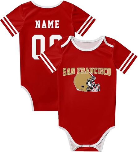 Custom Football Baby Clothes,Printed with Baby Name Number Solid Color Bodysuit for Boy Girl Personalized Gift in Saudi Arabia