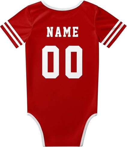 Custom Football Baby Clothes,Printed with Baby Name Number Solid Color Bodysuit for Boy Girl Personalized Gift in Saudi Arabia