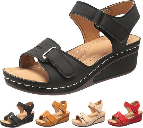Soft & Stylish Wedge Sandals for Effortless Comfort 2025 Leather Orthopedic Walking, Summer Shoes for Beach Vacation Casual Wedges Breathable,with Arch Support in Saudi Arabia