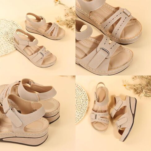 Soft & Stylish Wedge Sandals for Effortless Comfort 2025 Leather Orthopedic Walking, Summer Shoes for Beach Vacation Casual Wedges Breathable,with Arch Support in Saudi Arabia