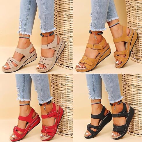 Soft & Stylish Wedge Sandals for Effortless Comfort 2025 Leather Orthopedic Walking, Summer Shoes for Beach Vacation Casual Wedges Breathable,with Arch Support in Saudi Arabia