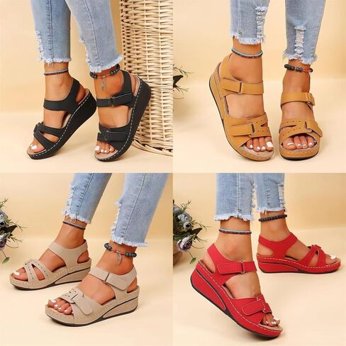 Soft & Stylish Wedge Sandals for Effortless Comfort 2025 Leather Orthopedic Walking, Summer Shoes for Beach Vacation Casual Wedges Breathable,with Arch Support in Saudi Arabia