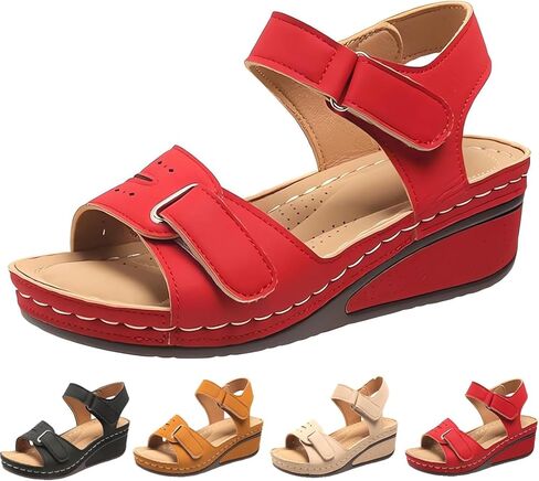 Soft & Stylish Wedge Sandals for Effortless Comfort 2025 Leather Orthopedic Walking, Summer Shoes for Beach Vacation Casual Wedges Breathable,with Arch Support in Saudi Arabia