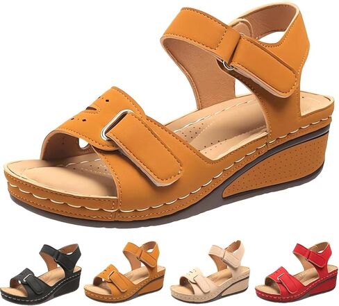 Soft & Stylish Wedge Sandals for Effortless Comfort 2025 Leather Orthopedic Walking, Summer Shoes for Beach Vacation Casual Wedges Breathable,with Arch Support in Saudi Arabia