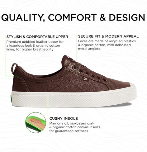 OCA Low Premium Leather Sneakers, Comfortable Shoes for Women, Lightweight & Sustainable, Versatile Casual Footwear with 100% Vegan Insoles, Rubber in Kuwait