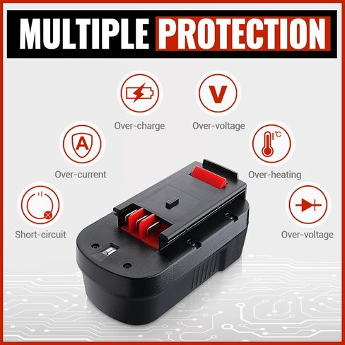 18V 4.8AH استبدال البطارية Black و Decker 18V متوافق مع البطارية السوداء و Decker Ni-MH HPB18 A18 FS180BX FS18BX FS18FL FSB18 in Kuwait