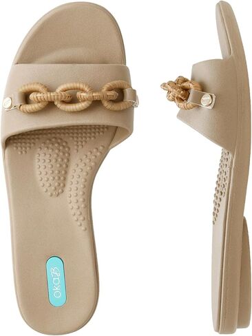 Oka-B Women's Grace Shay Slip-On Slide Sandal with Chain Charms in Kuwait