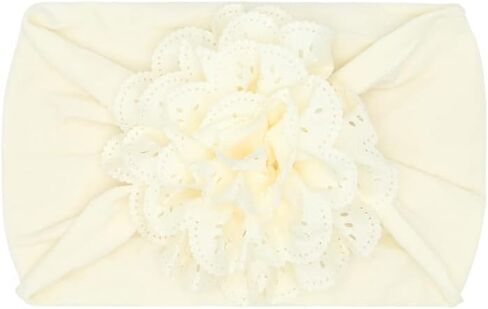 Baby Bling Bows Newborn to Little Girls Hair Bow - Eyelet Flower Beachbelds Explyers Hair Assories ، Made in the USA ، مقاس واحد (2 عبوة العاج والوردي) in Kuwait