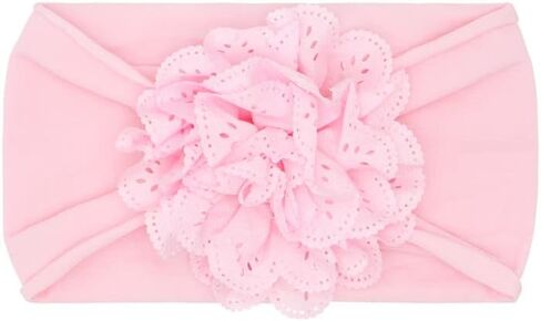 Baby Bling Bows Newborn to Little Girls Hair Bow - Eyelet Flower Beachbelds Explyers Hair Assories ، Made in the USA ، مقاس واحد (2 عبوة العاج والوردي) in Kuwait
