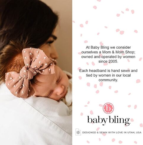 Baby Bling Bows Newborn to Little Girls Hair Bow - Eyelet Flower Beachbelds Explyers Hair Assories ، Made in the USA ، مقاس واحد (2 عبوة العاج والوردي) in Kuwait