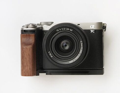 Ebony Walnut Wood L Hand Grip Holder Handle with Alloy Baseplate for A7C2 II A7CR Camera Baseplate (Sliver,Ebony) in Kuwait