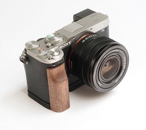 Ebony Walnut Wood L Hand Grip Holder Handle with Alloy Baseplate for A7C2 II A7CR Camera Baseplate (Sliver,Ebony) in Kuwait