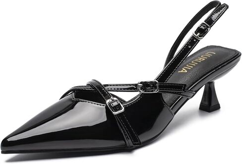 LIURUIJIA Women's Slingback Kitten Heels Pointed Toe Pumps Cross Strappy Low Heel Party Wedding Casual Dressy Shoes in Saudi Arabia