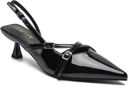 LIURUIJIA Women's Slingback Kitten Heels Pointed Toe Pumps Cross Strappy Low Heel Party Wedding Casual Dressy Shoes in Saudi Arabia