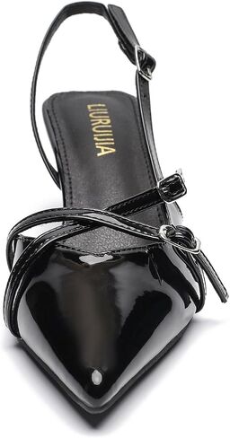 LIURUIJIA Women's Slingback Kitten Heels Pointed Toe Pumps Cross Strappy Low Heel Party Wedding Casual Dressy Shoes in Saudi Arabia