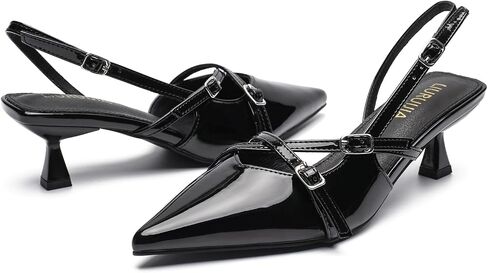 LIURUIJIA Women's Slingback Kitten Heels Pointed Toe Pumps Cross Strappy Low Heel Party Wedding Casual Dressy Shoes in Saudi Arabia
