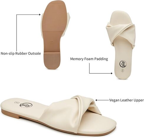 Trary Sandals Women ، Sandals for Women Flat Summer Slides for Women 2025 in Kuwait