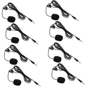 8pcs مقطع الميكروفونات microphones emnidirectional PVC Phone Mics لمقابلات تدريس البث المباشر ومؤتمرات عالية المتانة سهلة الاستخدام جودة الصوت