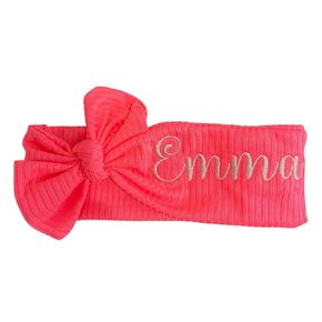 الفتيات النيون رئيس الرأس مع الاسم - Baby Girls Beys -Beadized - Birls Asserized Beadbeds - Nevid Beadbles with Bow - Girls Haptonds - Neon مضلع رأس الرأس (حديثي الولادة - 3 أشهر)