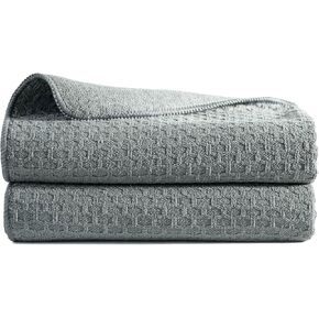 POLYTE Professional Waffle Microfiber Wine Glass Fine Polishing Cloth (18x28, 2 Pack, Gray)