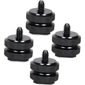 4pcs Tripod Screw Adapter for Cameras Dual Hot Shoe Mount for Flash Monitors and Accessories Anodized Construction