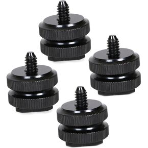 DOITOOL 4pcs Dual Screw Hot Shoe Mount Adapter for Cameras Compatible Tripod and Lighting Accessories Anodized Design