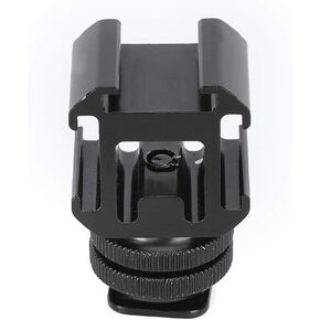 ZJchao Aluminium Camera Hot Shoe Mount, Cold Shoe Adapter Bracket Hot Adapter Bracket 1/4 Layer Screw One for Three Cold Base Fill Light Multifunction