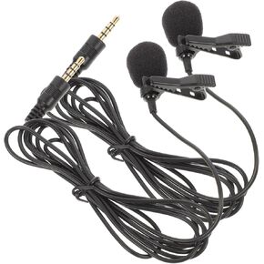 2pcs Lavalier Microphone High Sensitivity Clip Recording Mic for Interviews Meetings Video and Vlogging Cable Compatible Various Devices