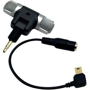 Stereo Microphone for Plug with Shaped Plated Connector Includes Double Sided Tape Compatible with Various Devices for Vlogging