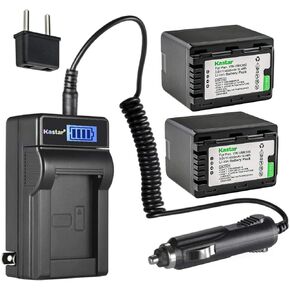 Kastar 2-Pack VW-VBK360 Battery and LCD AC Charger Compatible with Panasonic VW-VBK360, VW-VBK180, VW-VBL180, VW-VBL180PPK, VW-VBL090, VW-VBL090PPK Battery, Panasonic SDR-T50K, SDR-T50P, SDR-T50PC