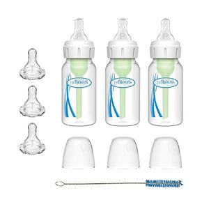 Dr. Brown's Preemie Flow Bottle Set, Anti-Colic Options+ Baby Bottles with Preemie Flow and Level T Nipples, 4oz/120mL, 0m+ – 3 Pack