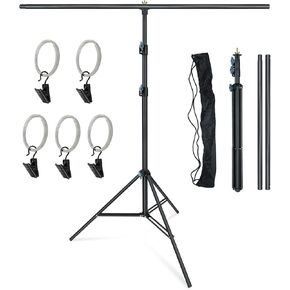 LINCO Lincostore Zenith Portable T-Shape Background Backdrop Stand Kit 1.5x2m - 1.5m Wide (Fixed) and 2m High (Adjustable from 0.75m to 2m High)- Lightweight Only 4 Lbs Easy to Carry and Storage