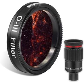 Astromania 1.25"/2"- 8mm 70 Degree Super Wide Angle (SWA) - Bundle with - 1.25" O-III Filter